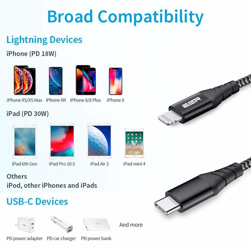 3.3ft 1m MFi USB C to Lightning PD Charging Cable2