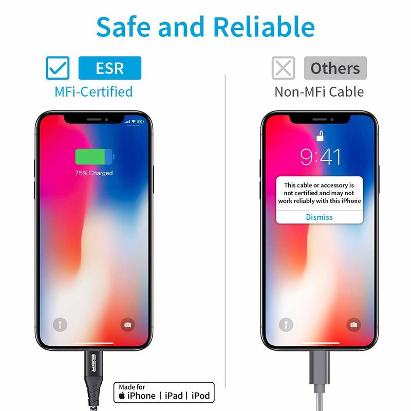 3.3ft 1m MFi USB C to Lightning PD Charging Cable3