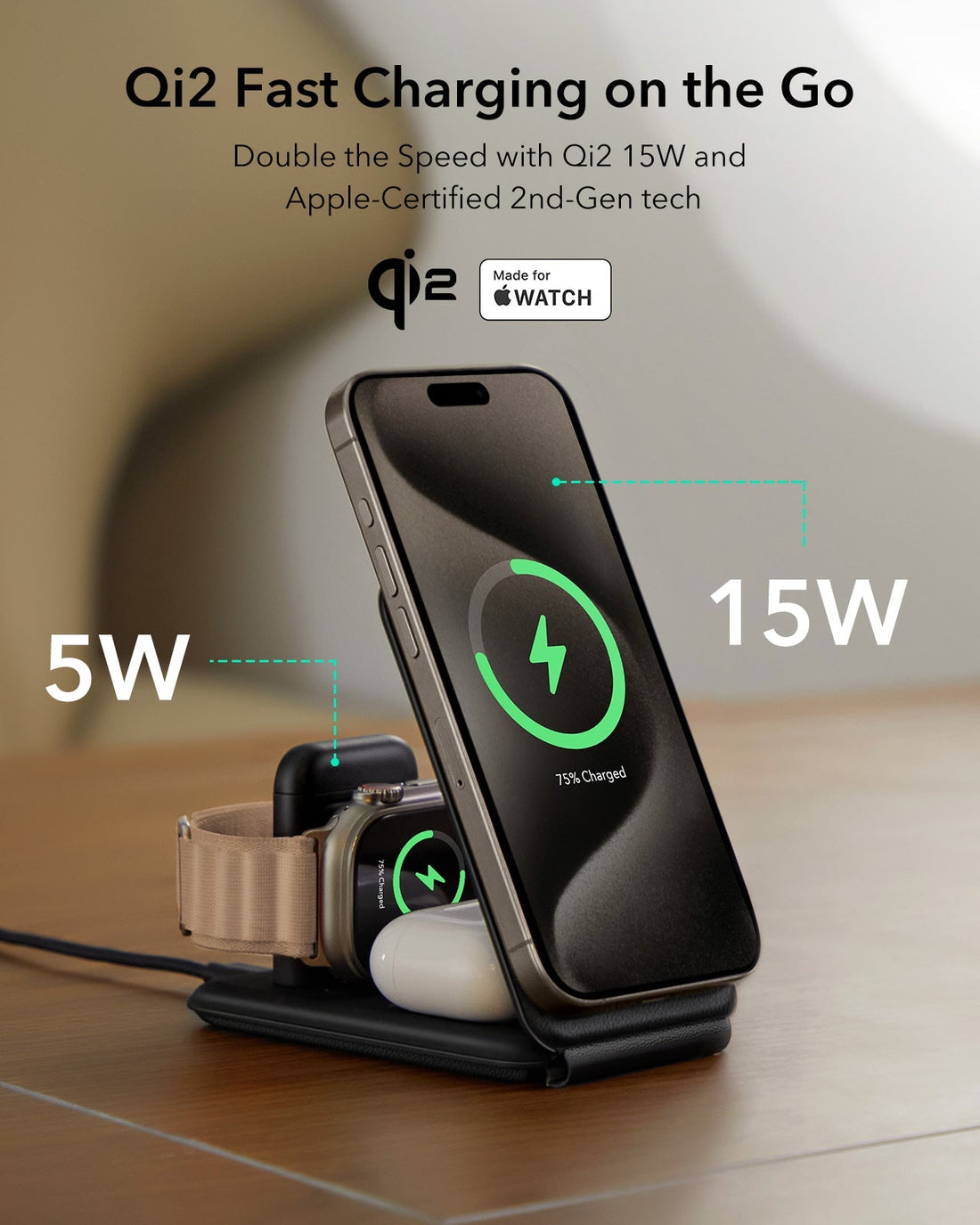 qi2 3 in 1wireless charger eu plug white