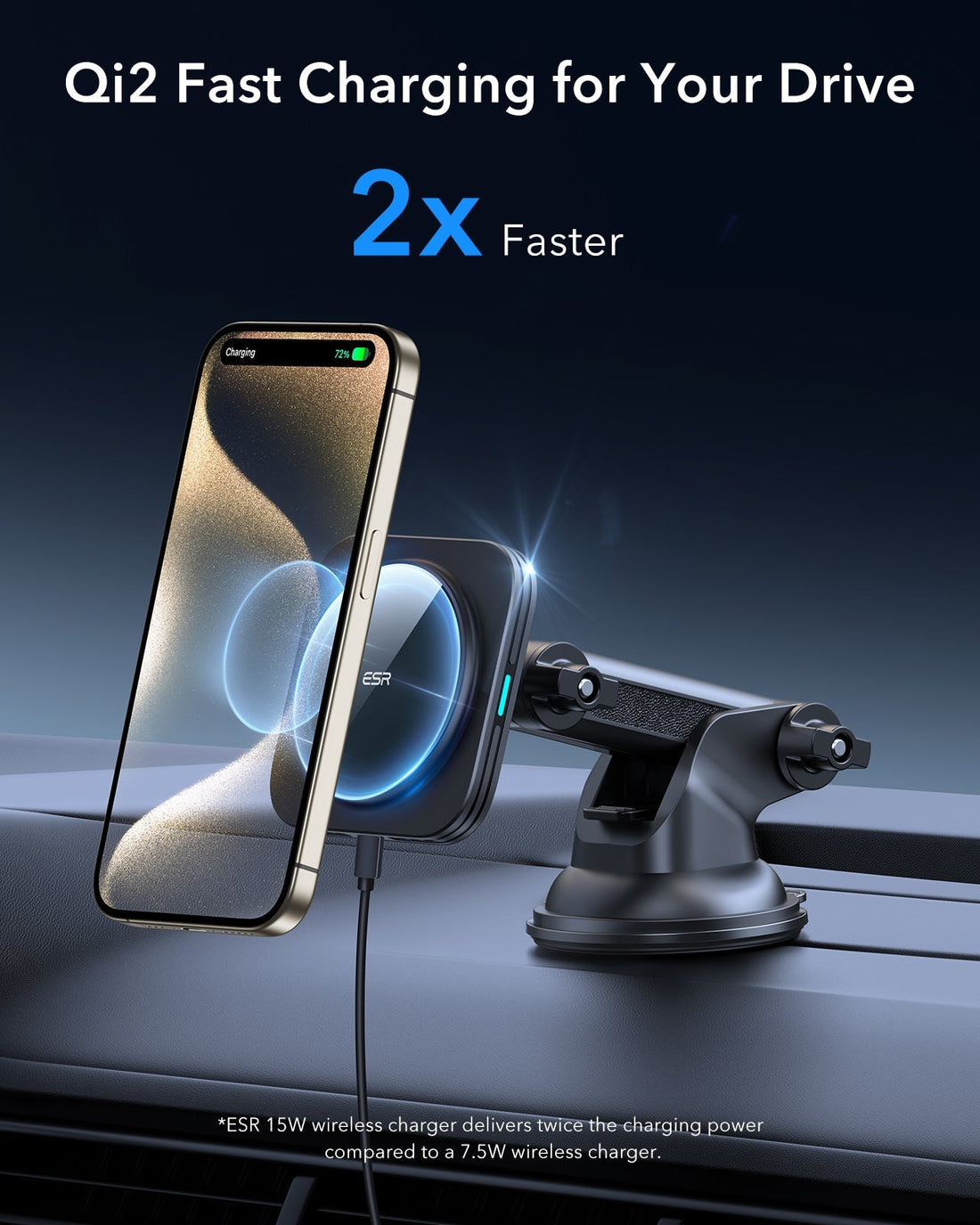 Qi2 Dashboard Wireless Car Charger HaloLock C1