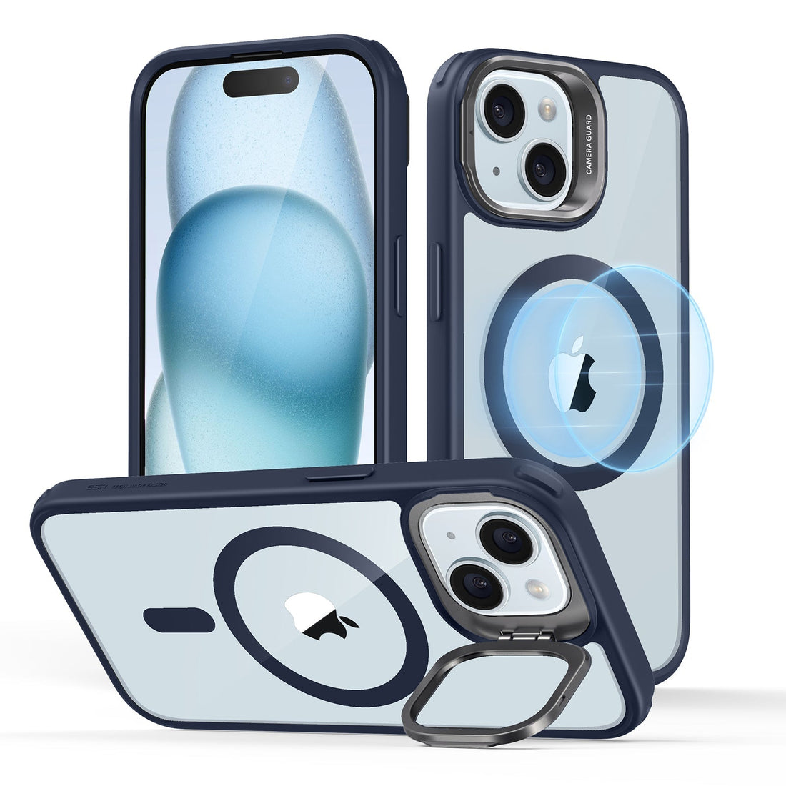 QHZJ iPhone 15 Classic Hybrid Case with Stash Stand HaloLock C03 ZT01 2