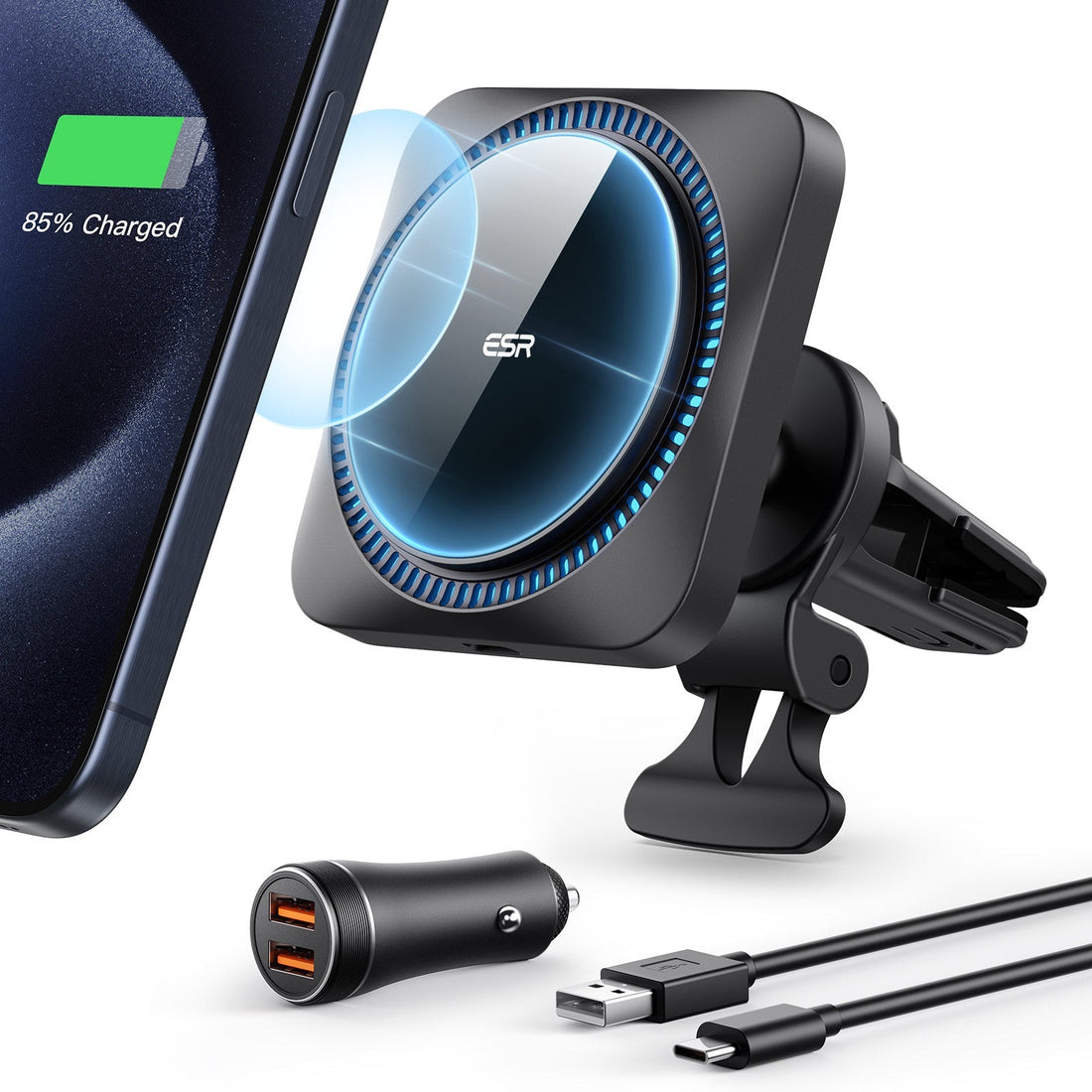 Wireless Car Charger with CryoBoost HaloLock C01 ZT01 1