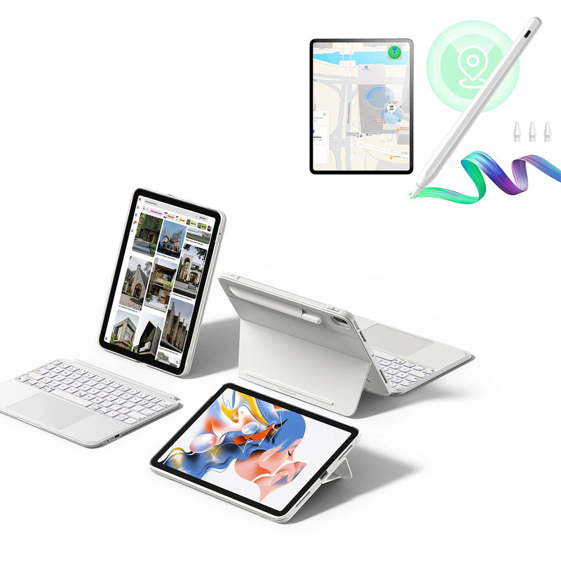 iPad Air 11" (M2) 2024 Shift Keyboard Case (Detachable) With Geo Pencil Bundle -US Layout-White