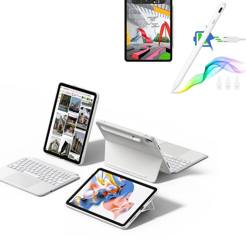 iPad Air 11" (M2) 2024 Shift Keyboard Case (Detachable) With Pencil Bundle -US Layout-White