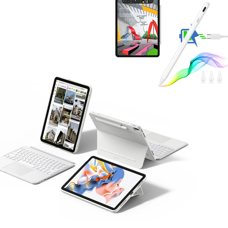 iPad Air 13" (M4) 2026 Shift Keyboard Case (Detachable) With Pencil Bundle-US Layout - White