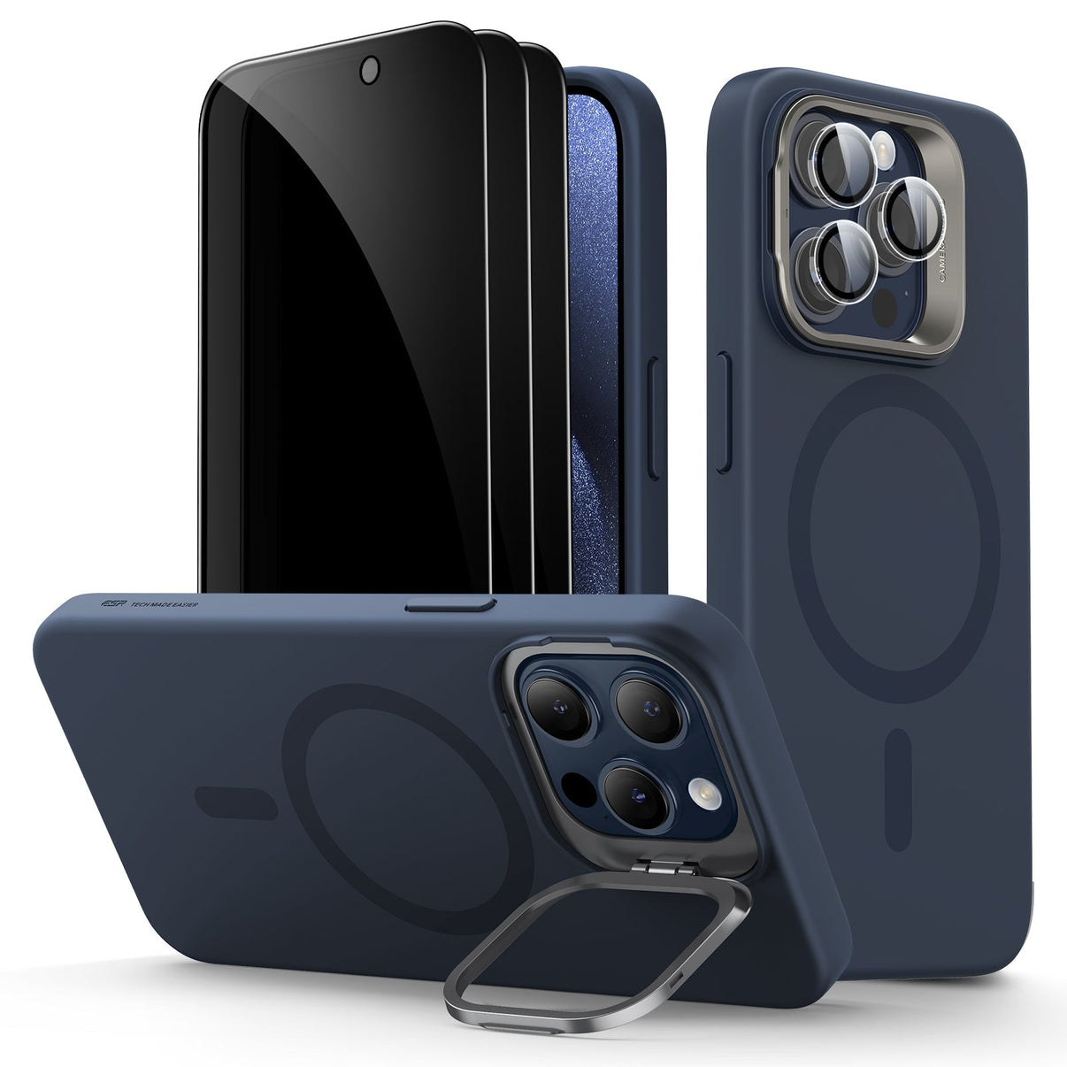 iPhone 15 Pro Cloud Soft Case with Stash Stand Privacy Bundle - ESR