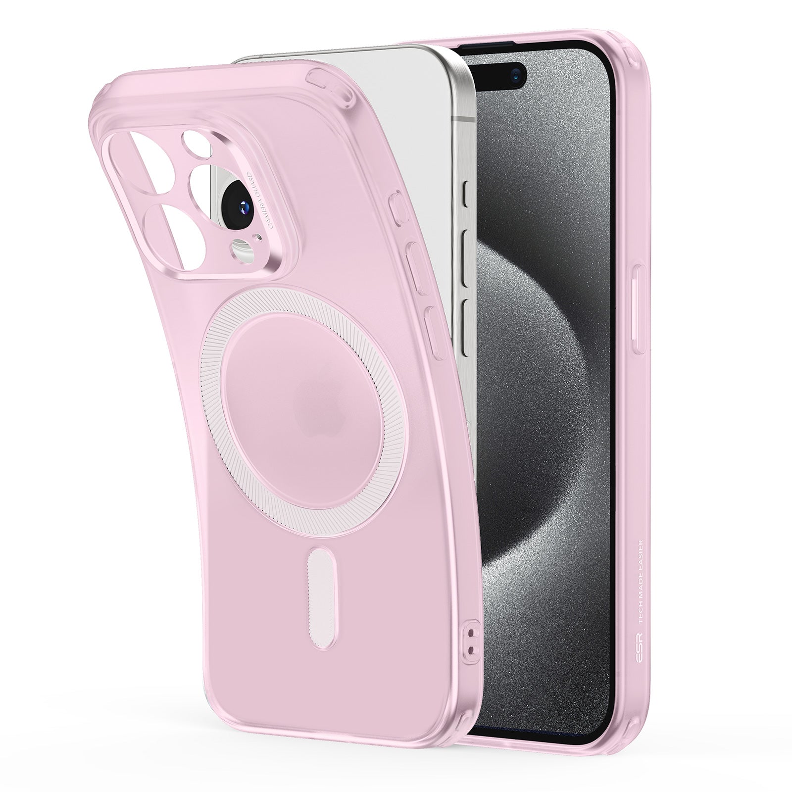 iPhone 15 Pro Max Zero Clear Case HaloLock frosted pink 01