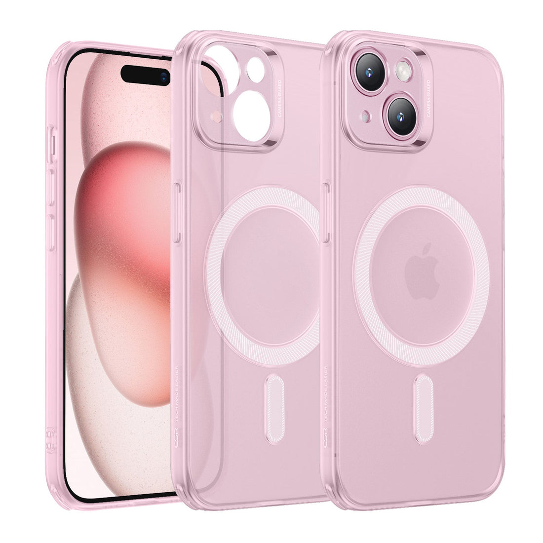 iPhone 15 Zero Clear Case HaloLock frosted pink 01