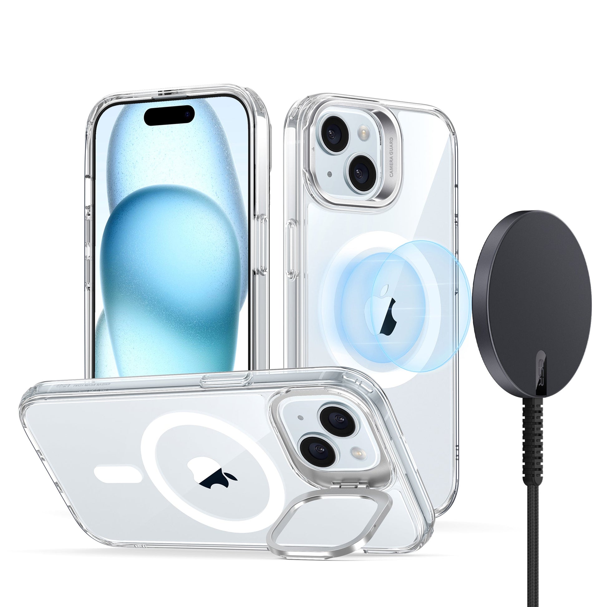 iPhone 15 case and Qi2 wireless charger Clear