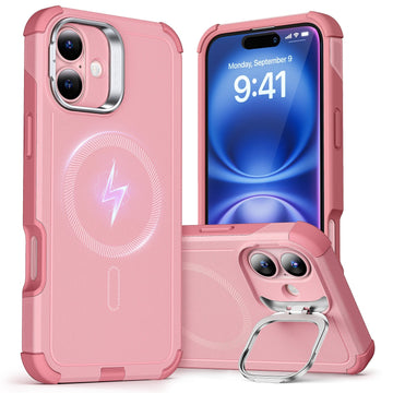 iPhone 16 Cyber Tough Case with Stand Magsafe Pink 1