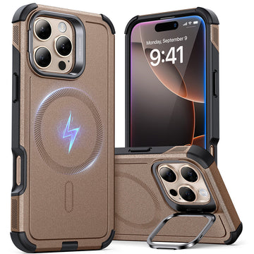 iPhone 16 Pro Max Cyber Tough Case with Stand Magsafe Gold