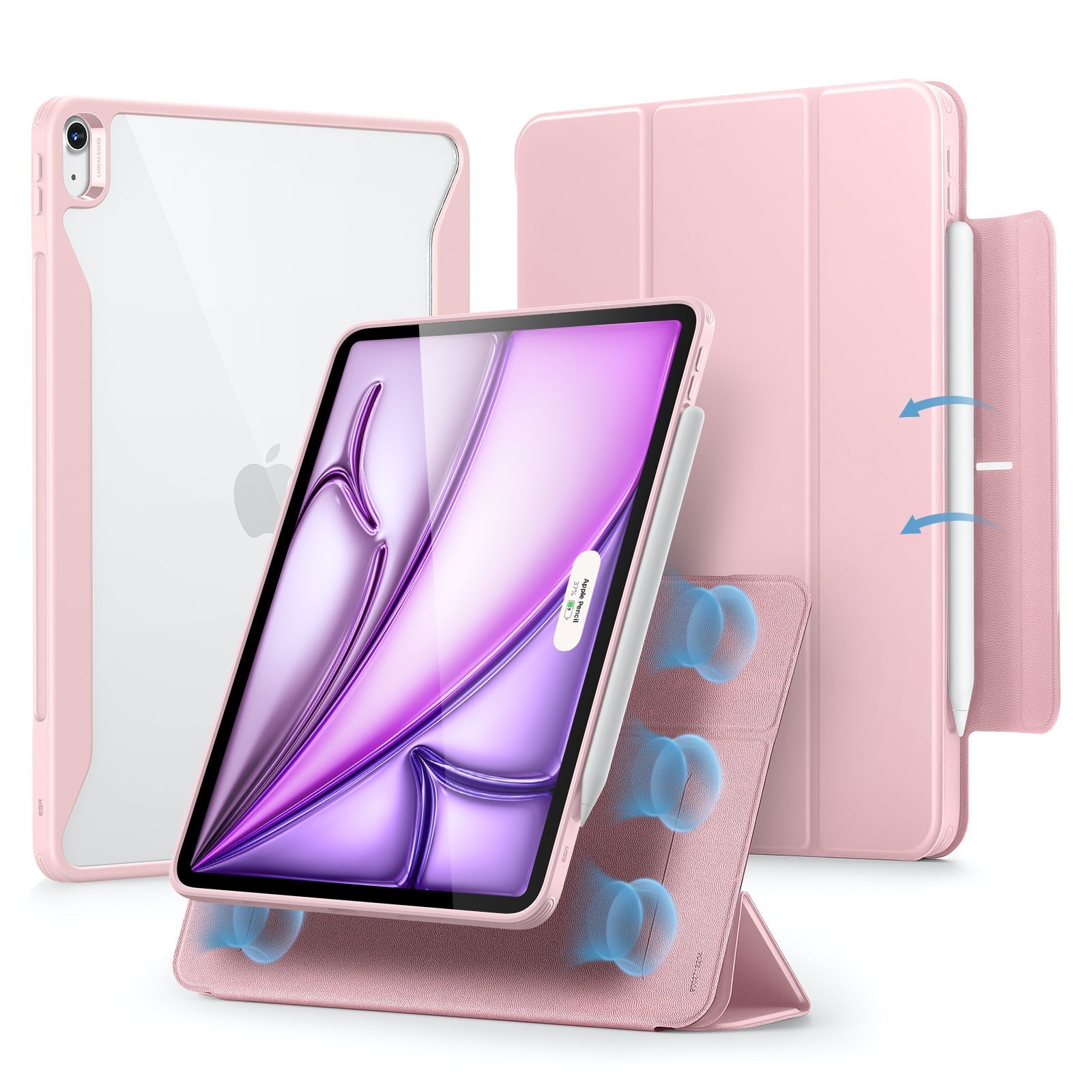 ipad air 13 inch m2 rebound hybrid magnetic case pink