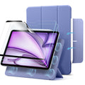 ipad air 13 inch magnetic folio case with magnetic paper feel and tempered glass screen protectors purple