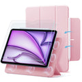 ipad air 13 inch magnetic folio case with tempered glass screen protector pink