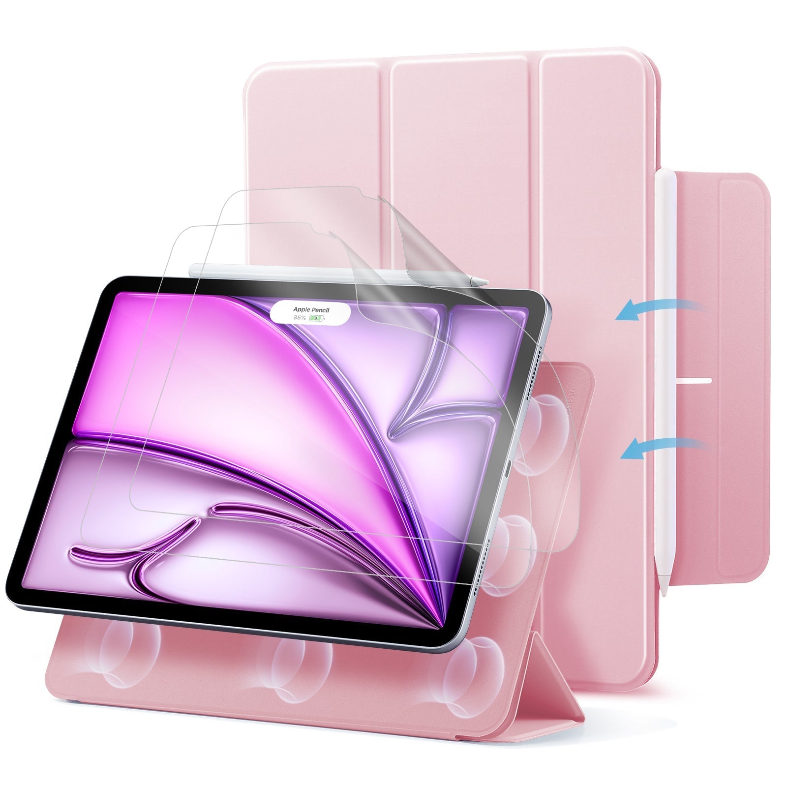 ipad air 13 inch slim case with screen protector pink