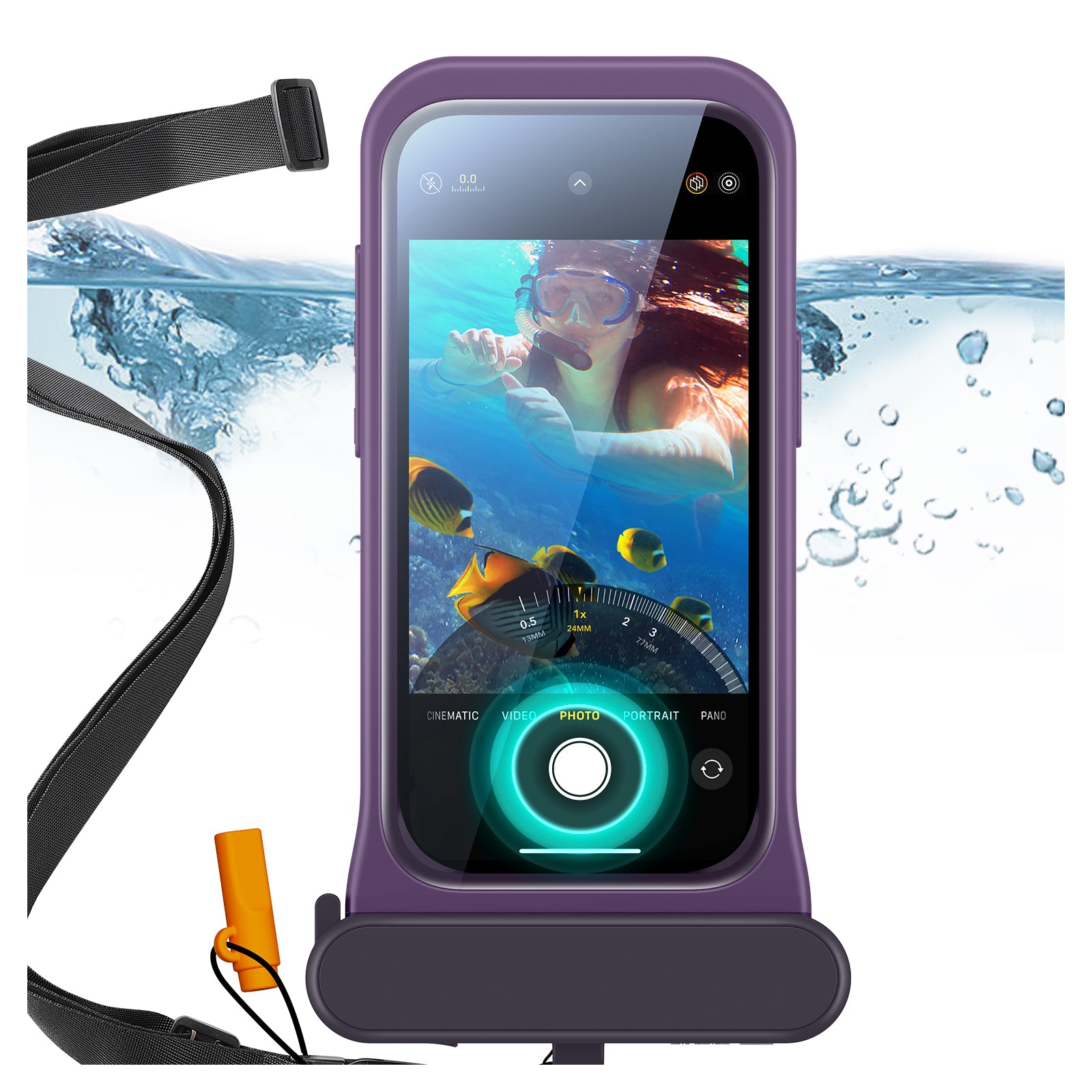 iphone 15 pro waterproof phone pouch purple