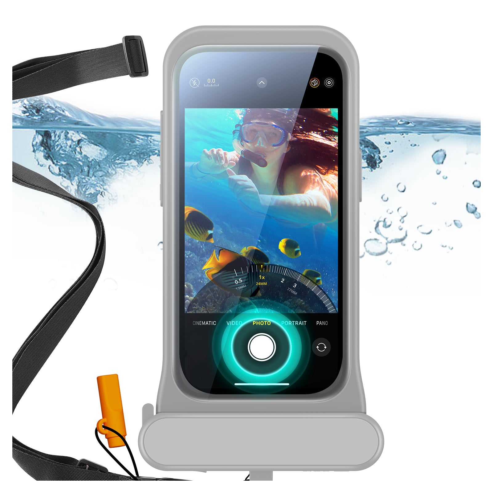 iphone 15 pro waterproof phone pouch titanium