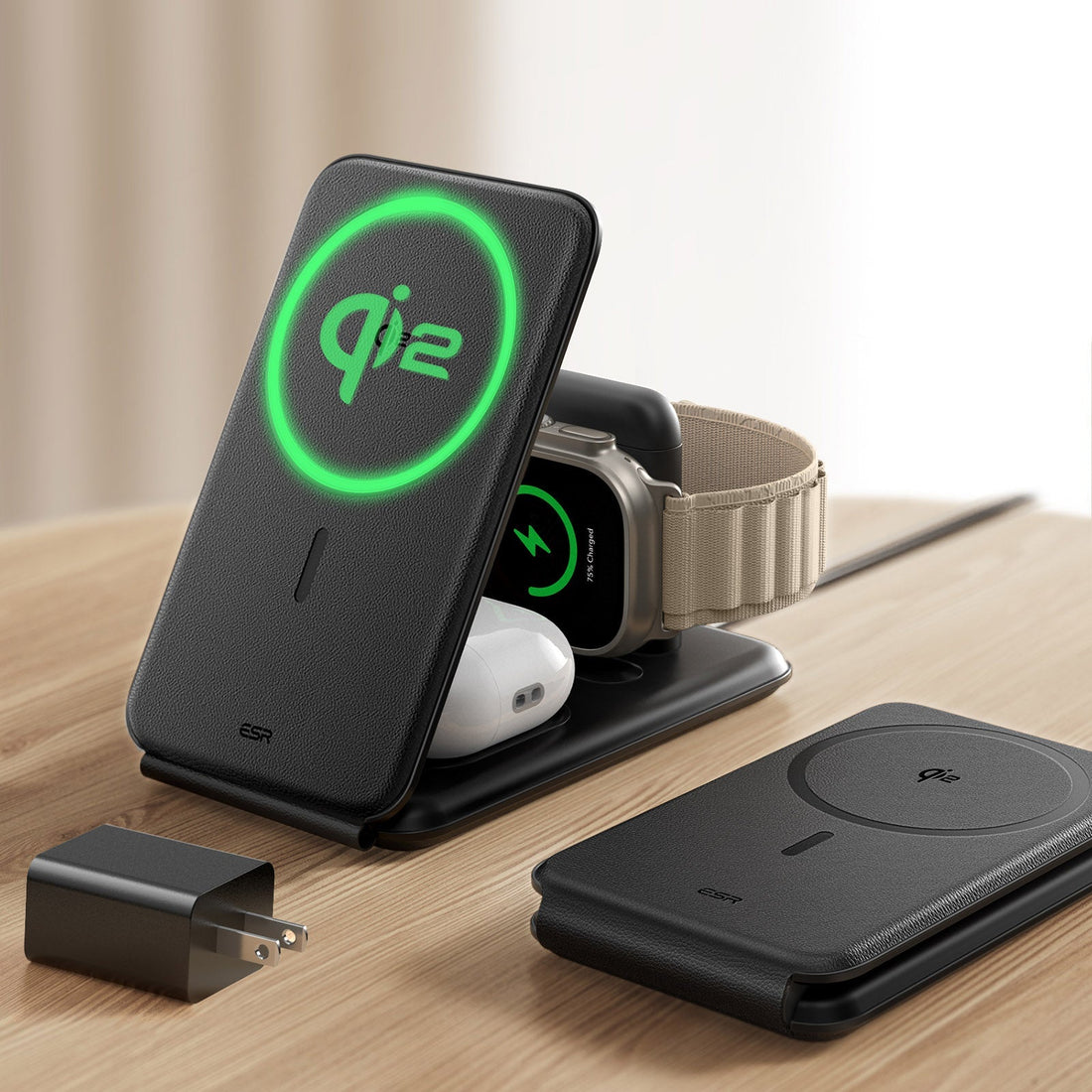 Qi2 3-in-1 Travel Wireless Charging Set